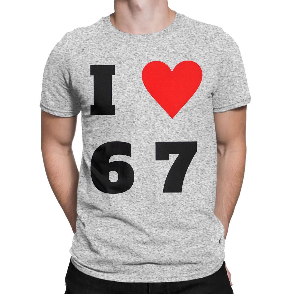 I Heart 67 T Shirt Summer Pure Cotton T Shirts For Unisexs Harajuku Casual Tshirt Short Sleeves Y2k Retro Tops