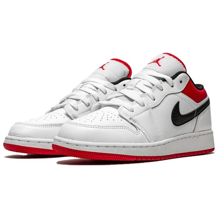 Air Jordan 1 Low 'Weiß University Rot' (Unisex) Weiße / University Red / Schwarze Vintage Basketballschuhe 553558 118