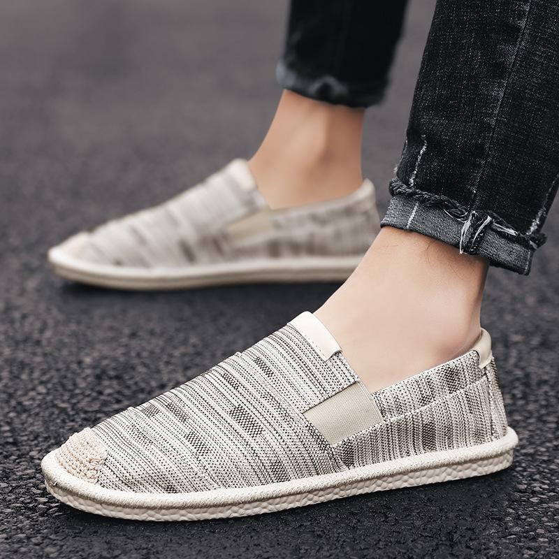 Mens Canvas Graffiti Shoes Hemp Insole Unisex Cloth Espadrilles Male Denim Loafers Slip on Cartoon Fisherman Easy Wear Plimsolls