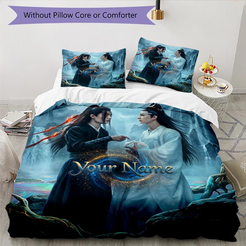 3pcs Custom Name Eternal Journey Printed Bedding Set Duvet Cover Closure Includes 1 Duvet Cover & 2 Pillowcases, Soft and Comfortable for All Seasons.