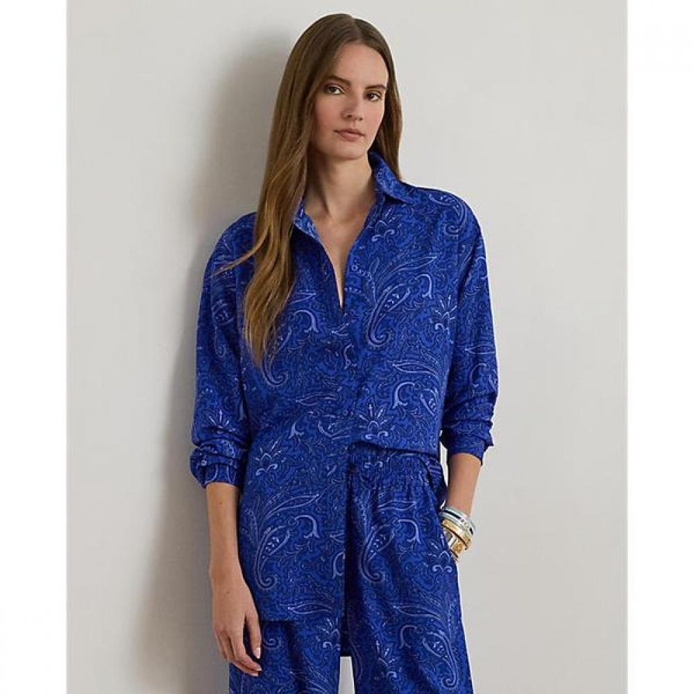 Lauren Ralph Lauren Relaxed Fit Paisley Crepe Shirt XS