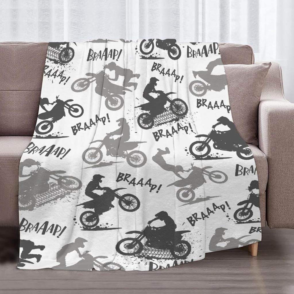 Dirt Bike Blanket Gifts,Ultra Soft Motorbike Throw Blanket| Gifts for Extreme Sports Motorcycle Lover,Motorcycle Blanket Decor for Sofa Bed Couch for