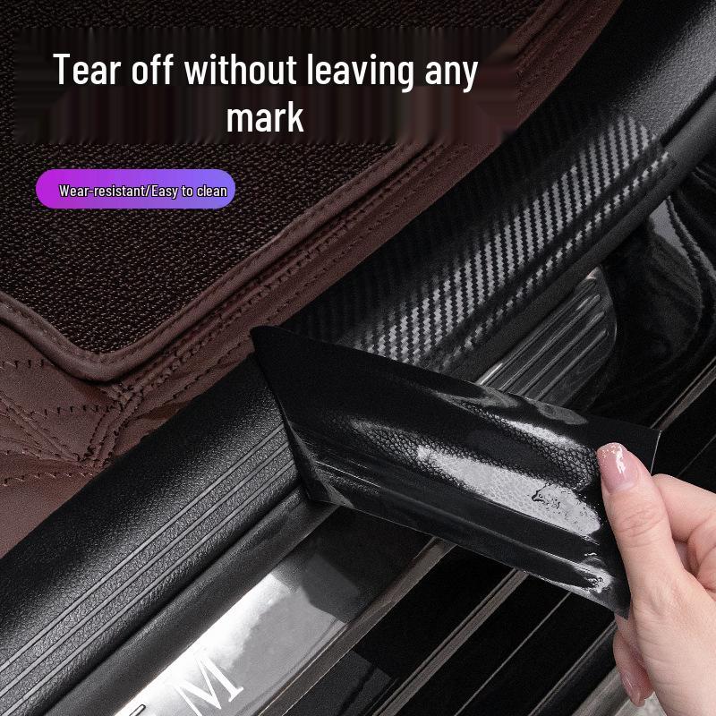Universal Carbon Fiber Door Sill Protector Stickers - Anti-Collision, No Residue Adhesive Welcome Pedal