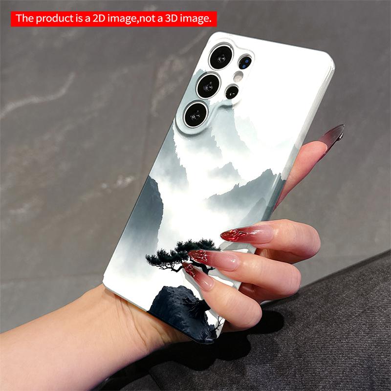 2DFlat Samsung Phone Case Mist-Covered Mountains with Resilient Pine On Cliff Applicable To Galaxy S22 S23 S24 S25ULTRA S26 A12 A13 A14 A15 A16