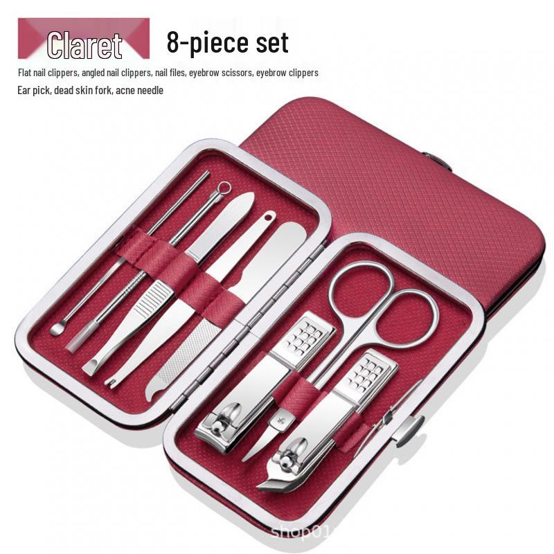 Nail Clipper and Pedicure Set: Ear Pick, Scissors, Tweezers, Slanted Edge Pliers, Knife