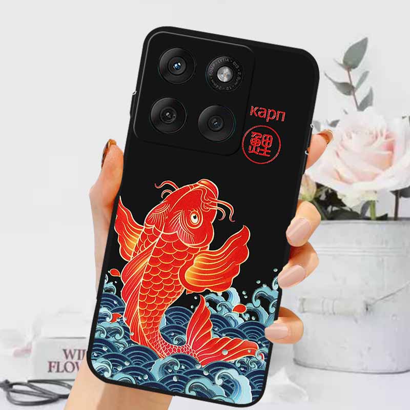 3D Emboss Cases For Edge 60 Fusion / Edge 60 Pro Relief Embossed Retro Silicone Back Cover For Edge 60 Stylus Black Funda 60 Pro