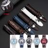 21mm Bleu blanc Extrémité courbée Cuir de vache Accessoires de bracelet de montre pour homme Pour Swatch Bracelet de montre en cuir véritable YRS403 401 402G 412 418 406G