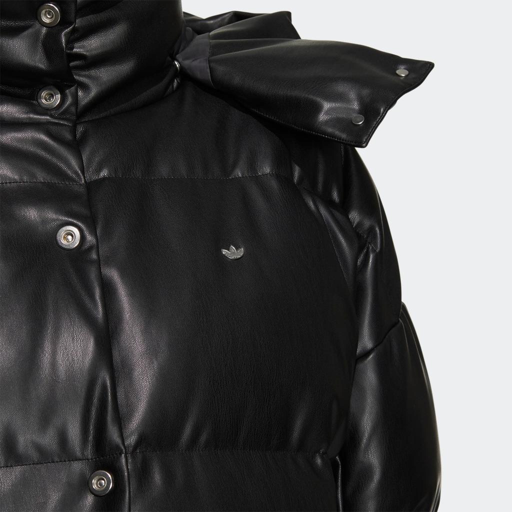 Adidas Originals Clover FW22 Down Jacket With Brand Logo Embroidery And Solid Color Single-Breasted Hooded Design Women Outerwear Black HS9526