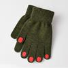 Women Knitted Gloves Winter Gloves with Red Nails Thickened Warm Full Finger Gloves for Daily Outings Skiing Cycling