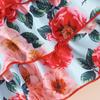 Sommer Neues Mädchen V-Ausschnitt Ärmellos Blume Mode Dreilagiger Kuchen Prinzessinkleid