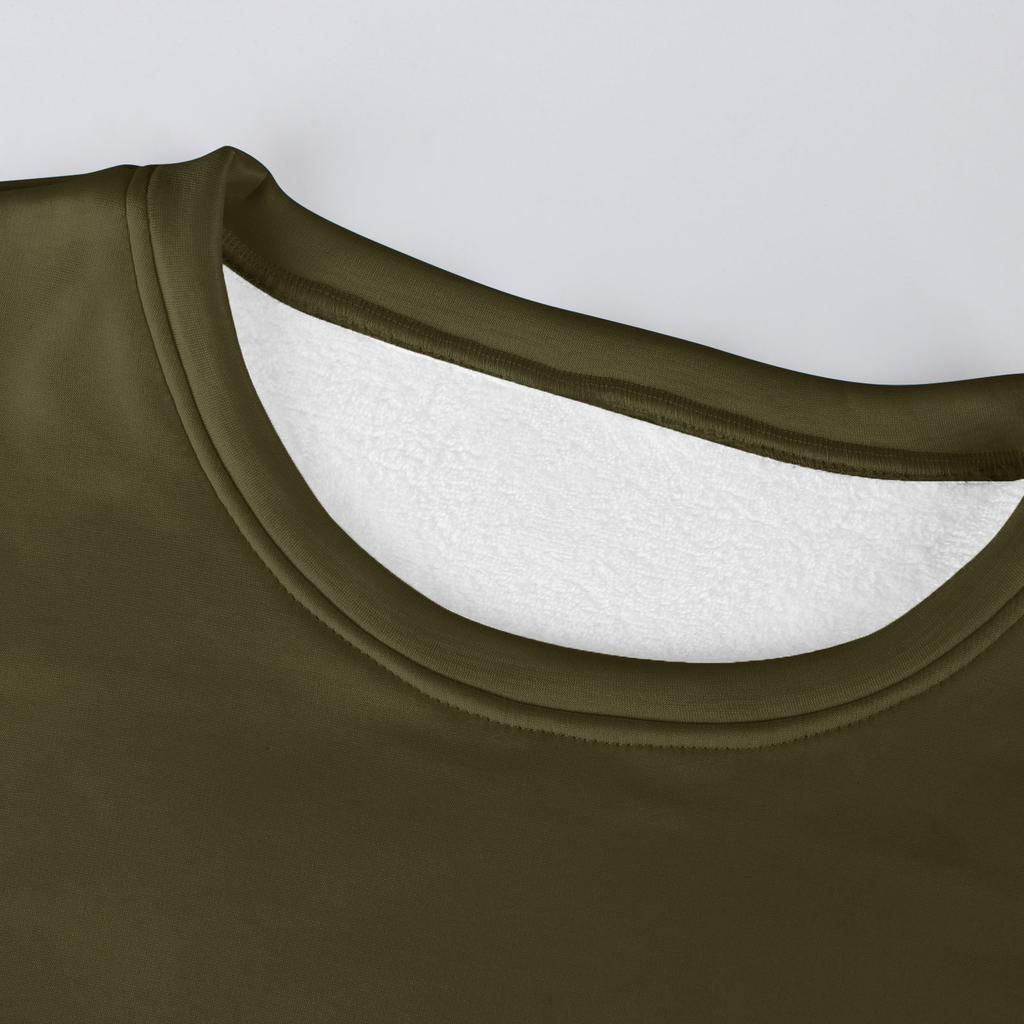 Dámský ležérní módní pulovr s kulatým výstřihem, zimní jednobarevná plyšová mikina