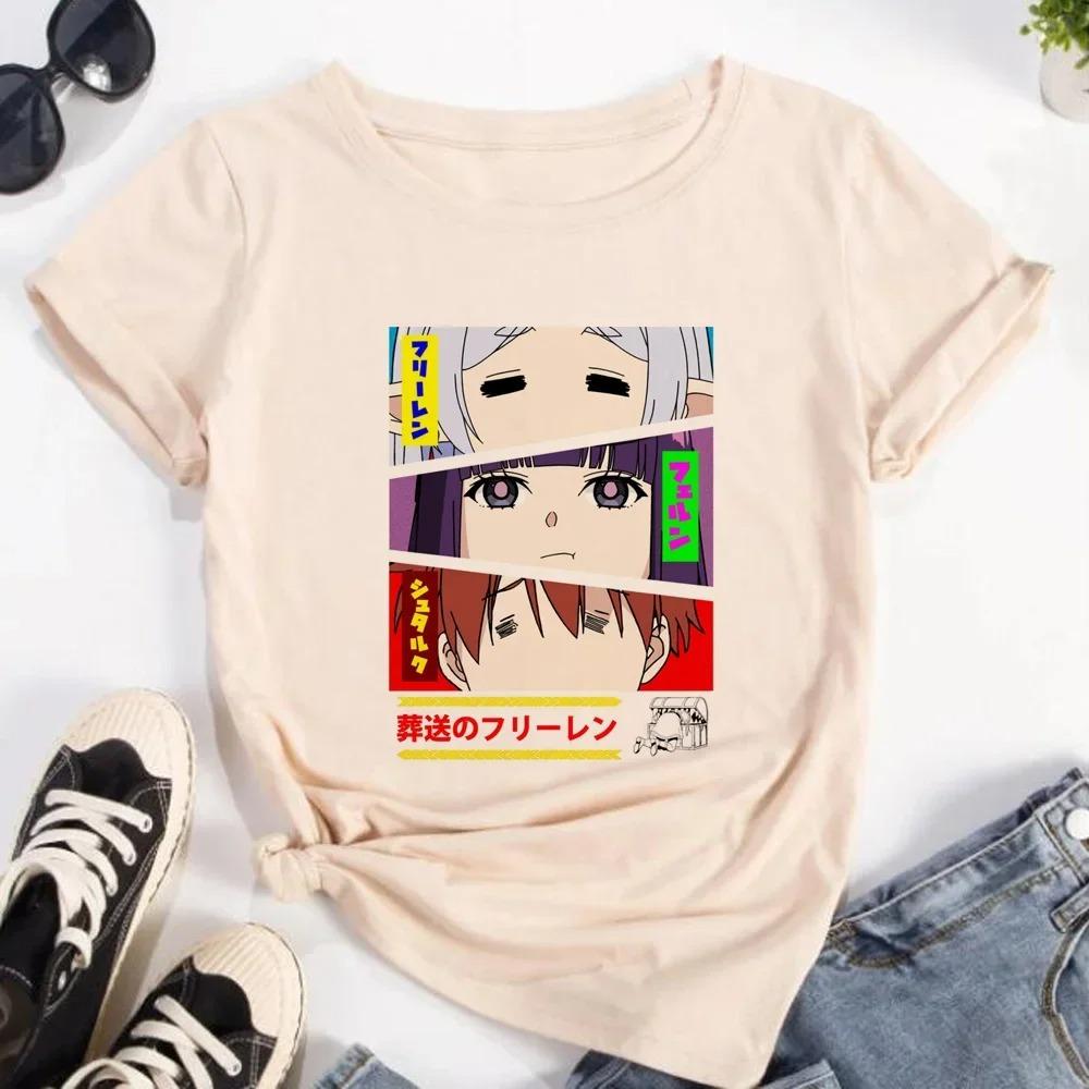 Frieren: Beyond Journey's End Anime T-Shirt | Elf Girl Frieren Print | Unisex Cotton Casual Short Sleeve Tee | Japanese Retro Streetwear