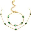 Chic Green Color CZ Stone Choker Necklaces for Women Jewelry, Gold Color Stainless Steel Chain Collar, Ladies Girls Party Gift