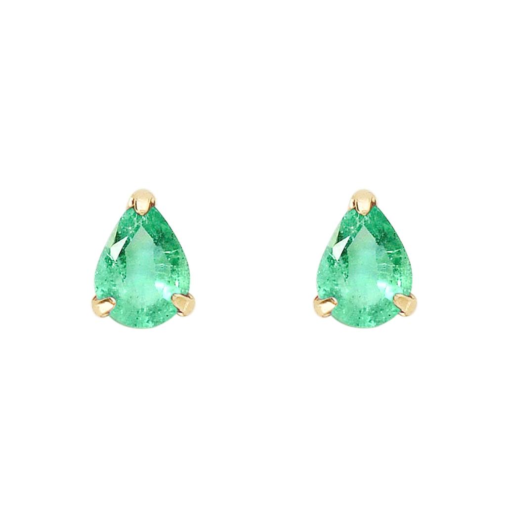 ESTELLE [Official] [Web Exclusive] Women's K10 Yellow Gold Earrings with Emerald (May Birthstone) and Drop Motif (0222-9756-0019-0000)