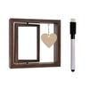 Rotating Floating Wood Picture Frame Double Sided Display Tabletop Photo Frame with Personalizing Heart Pendant Gift