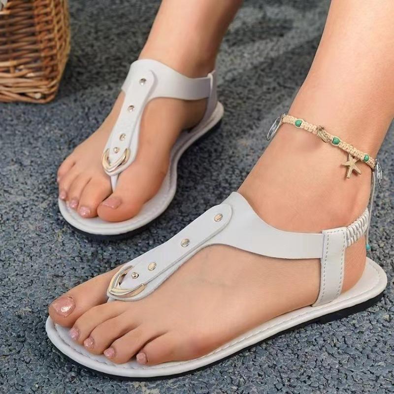 Fashion Sandals for Women Fashion Leather Casual Sandals Summer Pinch Toe Beach Sandals for Women Non Slip Flat Sandal Sandalias Mujer