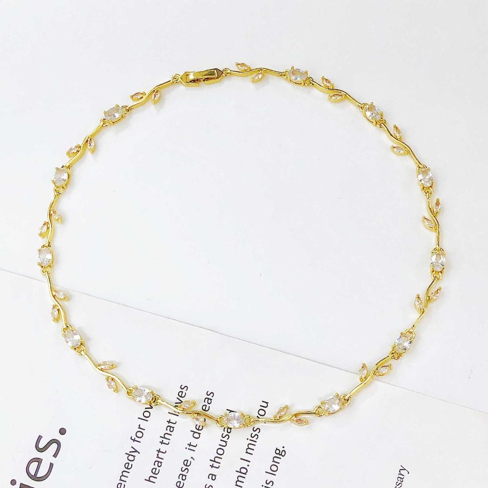 Multicolour Rose Flower Necklace Light Luxury Crystal Leaf Necklace Zircon Necklace Women Girls