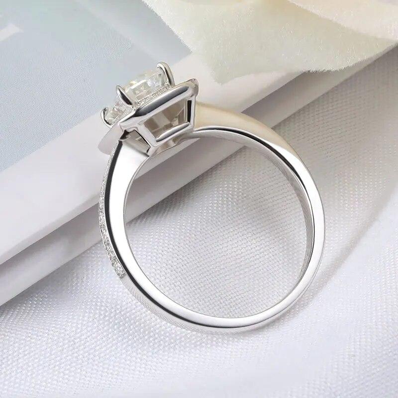1.35CT Emerald Cut All Moissanite Ring for Women D Color Vvs1 Gem Sparkling Wedding Band 100% S925 Silver Plated 18k Gold