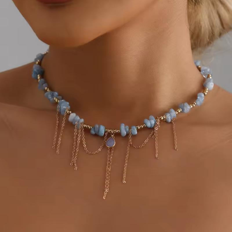 Trend Drip Shaped Beaded Chain Necklace, Women's Instagram Personalized Festival Party Accessories Gift