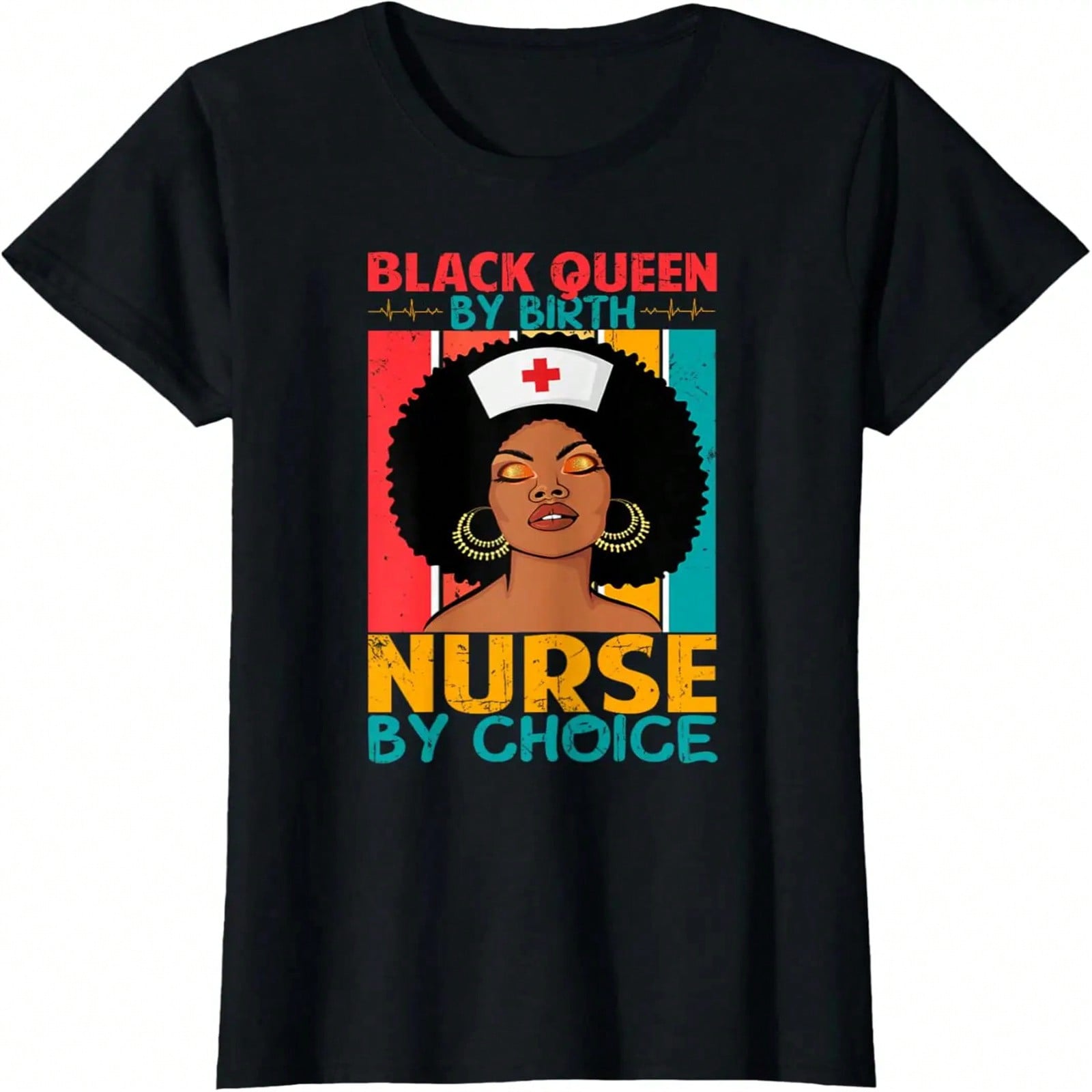 Retro Vintage Style Black Queen By Birth Black Nurses  T-Shirt S разноцветный