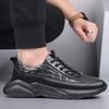 2025 New Sports Leather Shoes Men's Alligator Pattern Casual Popcorn Black One-pedal Shoes Men