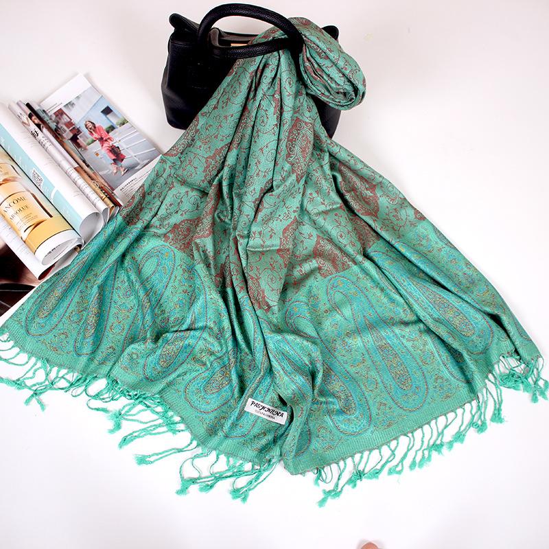Ethnic Style Cashew Scarf Air Conditioner Large Shawl Scarf Dual-Purpose Jacquard Fringed Spring And Summer Long Cotton Scarf Women