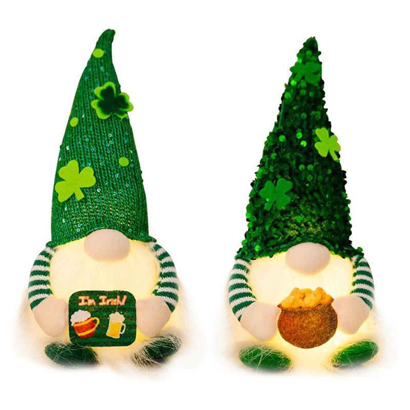 M-Modern-St. Patricks Day Gnome- Plush Elf Irish Gnome Green Faceless Scandinavian Tomte For St Patricks Day Decorations Du