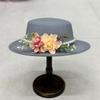 Dark Brown Faux Floral Felt Hat Wedding Hat Women'S Jazz Hat Panama French Elegant Felt Hat Somprero Mujer  Chapeau Femme Luxe