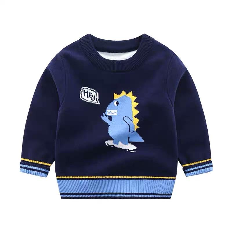 Boys Cartoon Knit Sweater Long Sleeve Pullover Soft Warm Casual Fashion Top Clothing for Toddler and Kids