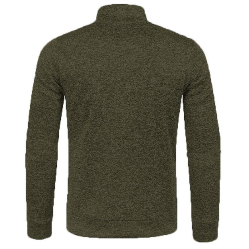 Men's Autumn/Winter Collar Zipper Knitted Sweater with Thin Fleece Sleeves, Trendy Sweater Jacket, Plus Size