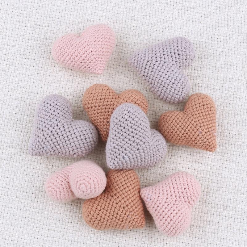 Cute Hearted-shaped Crochet Knitting Beads for Pacifier Chain Baby Photograph Props Baby Accessories Lightweight Gift