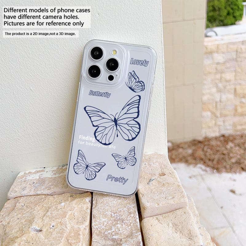 Gentle Pink Butterfly Phone Case For IPhone 17 Pro Max 16 17 15 Pro 14 13 Plus 12Mini 11 16E 17Air Cases Transparent Soft Covers