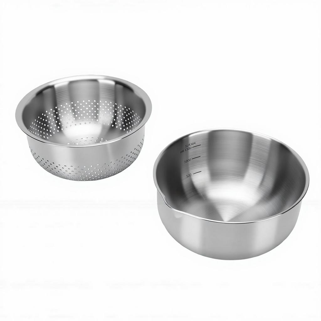 Stainless Steel Colander Bowl Set Vegetable Washing Basket Multipurpose Fruit Draining Basket for Kitchen