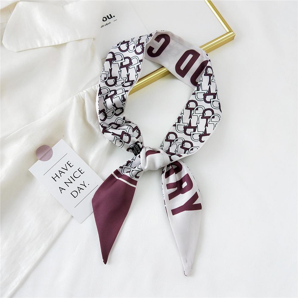 Decorative Simple Texture Silk Scarf Women'S New Style Spring And Autumn Summer Fashion Versatile Headscarf Work Scarf