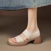 the super soft sole is a line with a fish mouth sandals, and the women's summer wears block-heeled high-heeled Roman shoes