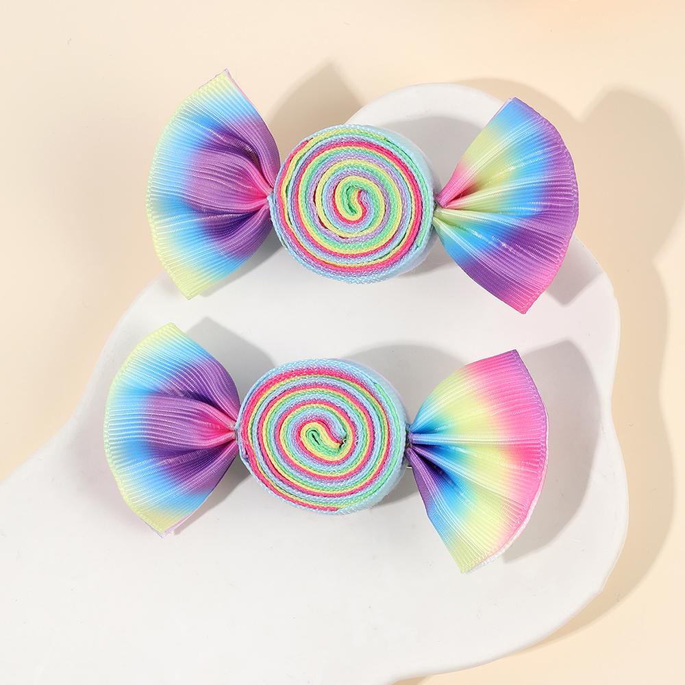 

2Pcs Candy Bow Hair Clips Sweet Strawberry Heart Print Hairpins Rainbow Barrette For Girls Kids Children Headwear Accessories фіолетовий