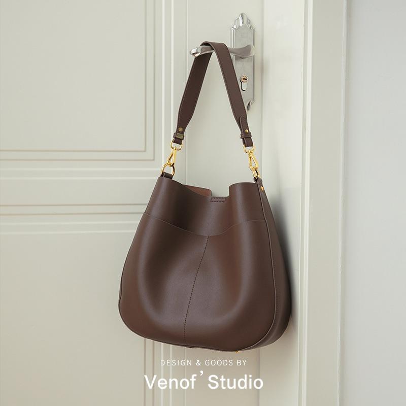 

Вместительная кожаная сумка-ведро ретро сумка на плечо под мышку нишевая сумка-мессенджер для поездок на работу с защитой от воды Bottom length 32X height 30X9cm