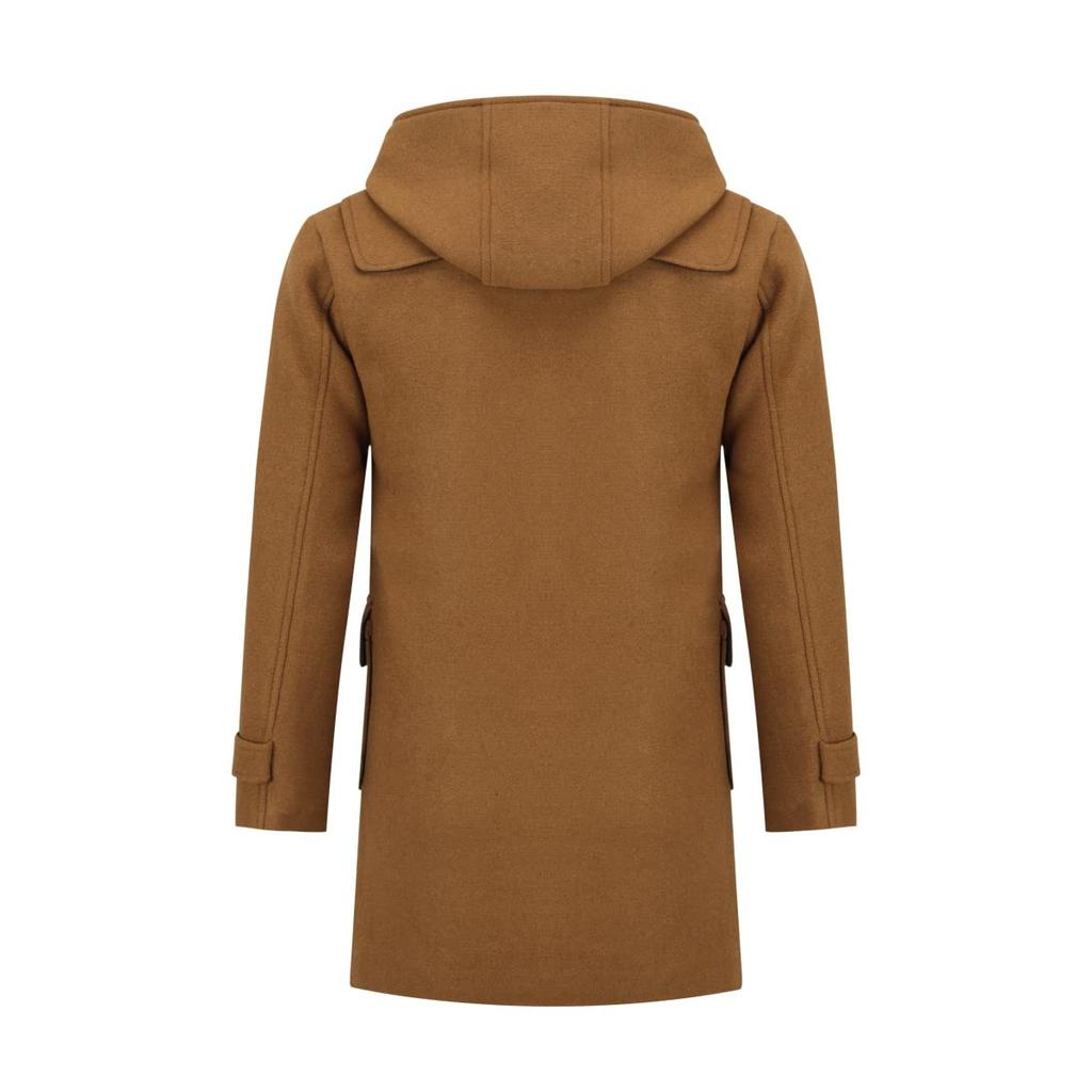 FOMANSH Duffle Coat with Hood Brown 5XL (Men’s Long Winter Coat)