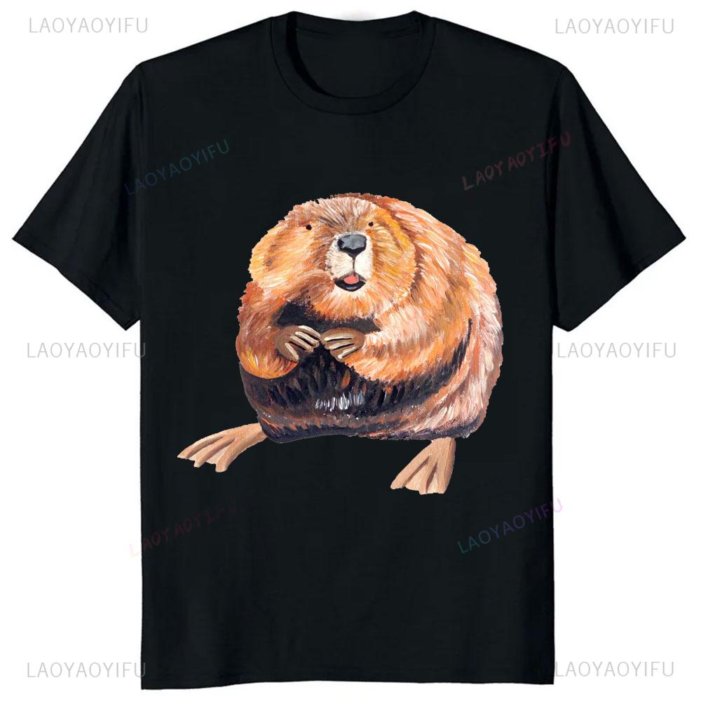 A Clean Beaver Always Gets More Wood T-Shirt Funny Adult Joke Graphic Casual Fashion Loose Tshirt Streetwear Hip Hop Y2k Man Tee
