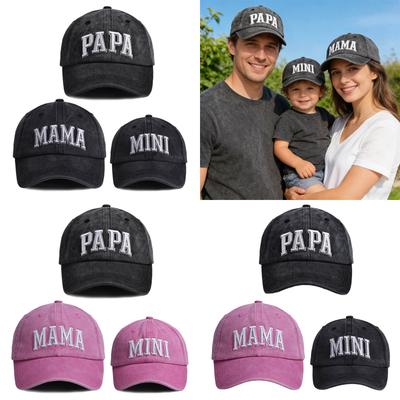 3PCS Parent Child Matching Hats With 3D Embroidery Soft Breathable Fabric Unisex Design