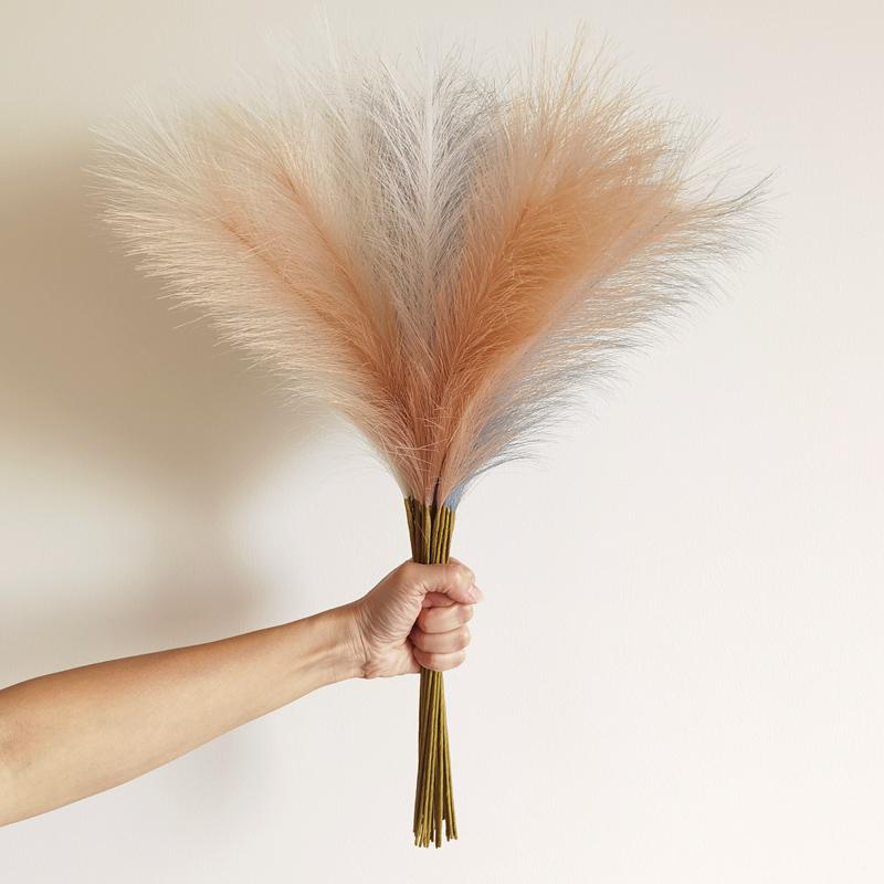 Wabi-Sabi Retro Floral Arrangement with Eucalyptus & Reed Grass for Home Decor & Photography