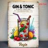 Vintage Metal Wall Decor Sign  Gin  Tonic Rustic Tin Sign   for Home Porch Garage Cafe Bar Garden  Indoor  Outdoor