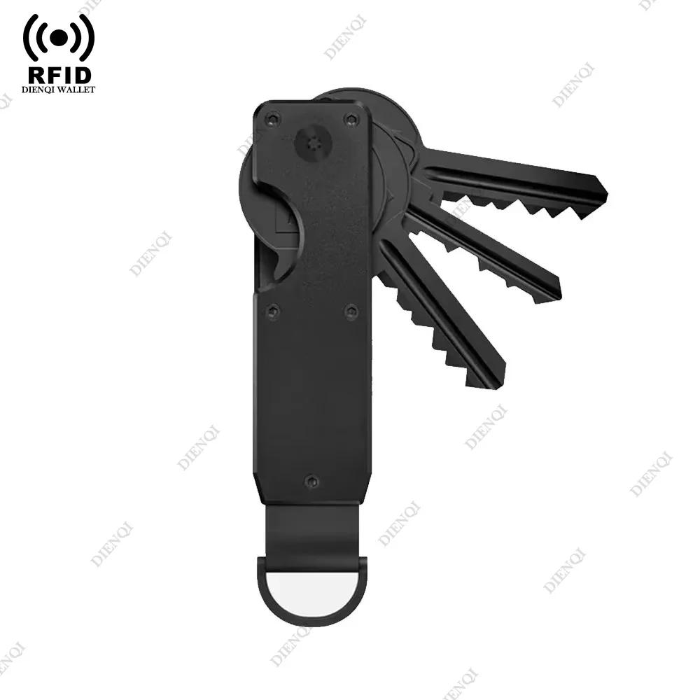 Smart Metal Key Organizer Holds 2-6 Keys Wallets Men RFID Block Aluminium Key Chain Minimalist Case Holder for Keychain Secures Ulqch44