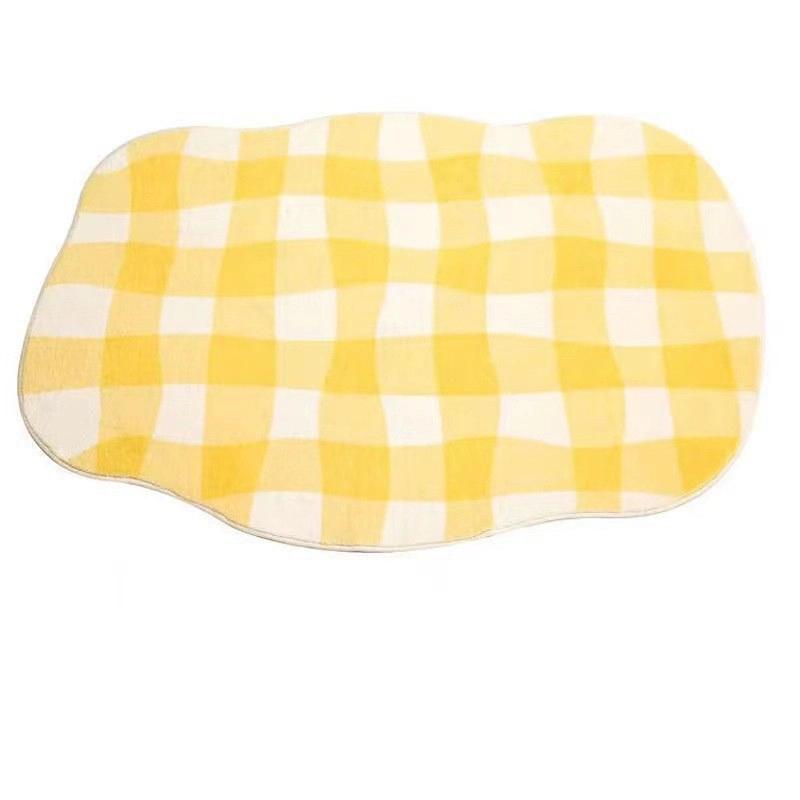 

Современный минималистичный ковер для гостиной и спальни, диван, уютный плед, дизайн в клетку, одеяло из искусственного кашемира, мягкий коврик 40 x 60CM жёлтый