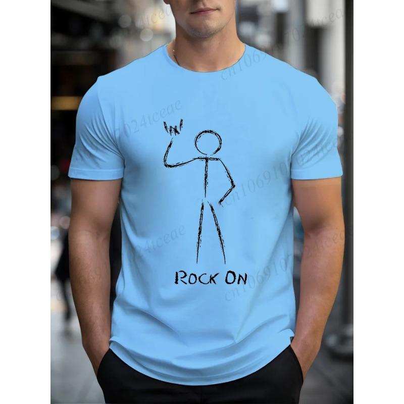 Cotton Rock On Printed Men's T-Shirt, Soft & Breathable O-Neck Short Sleeve Tee, Unisex Funny Style T-Shirts, Music Lover Tshirts