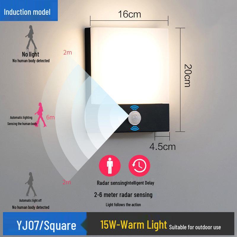 Waterproof LED Motion Sensor Wall Light for Outdoor Hotel, Garden, Villa, Balcony, Courtyard