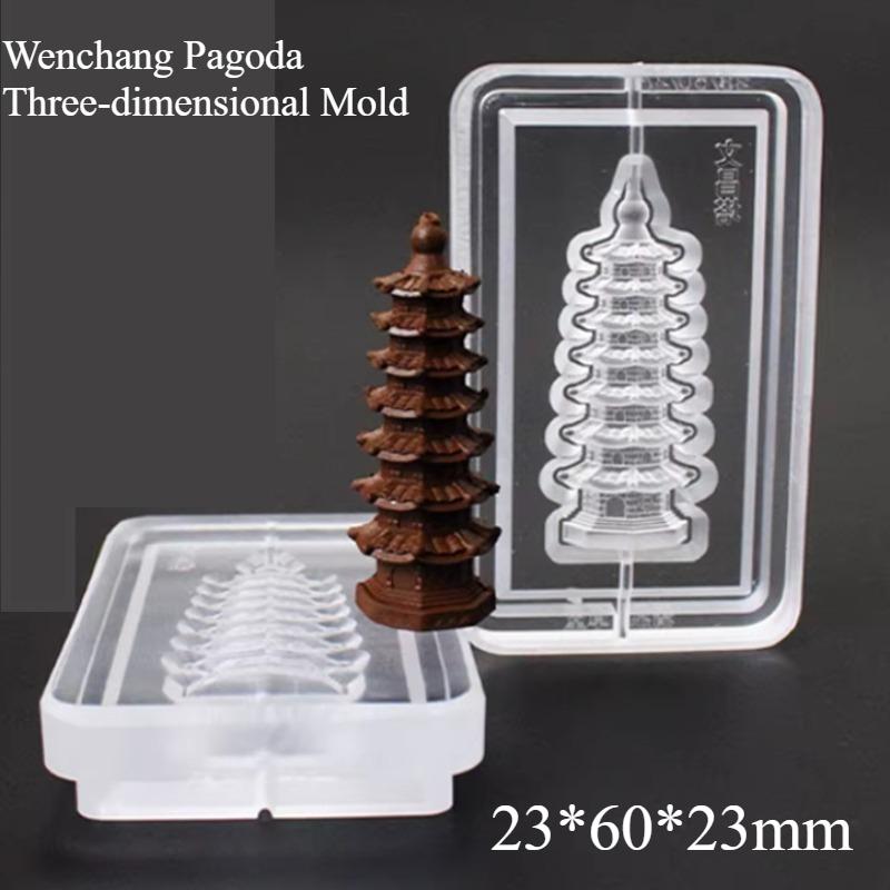 Wenchang Pagoda Incense Molds Handmade DIY Making Three-dimensional Incense Fragrant Clay Pagoda Double-sided Silicone Molds Wenchang Pagoda Mold