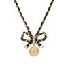 Chanel Double C Bow Logo Pendant Necklace Women necklace Black Gold AB8741-BO8644-NJ235