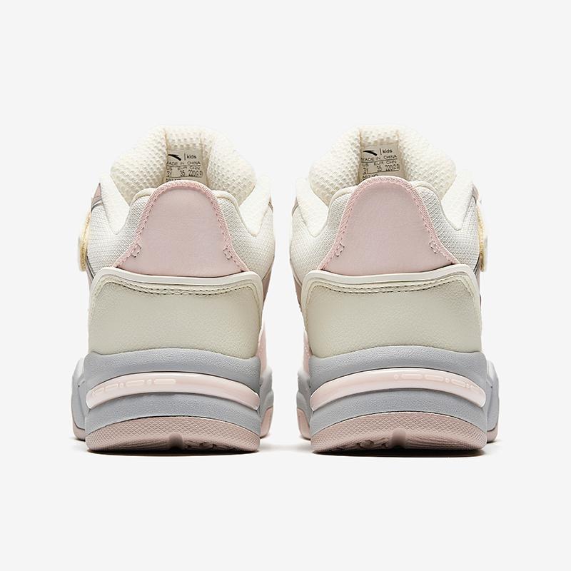 Anta Kids Bread Shoes Synthetic Leather Comfortable Versatile Non-Slip Wear-Resistant Mid-Top Sneakers Kids Sneakers White Gray A22448004-3