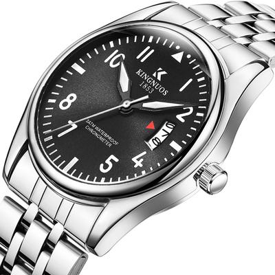 Špičková značka Klasická móda Pánské hodinky s ocelovým páskem a kalendářem Nové Luminiscenční Vodotěsné Hodinky s velkým ciferníkem Studentské hodinky